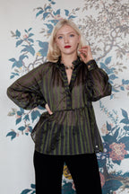Ottodame Blouse with Ruffle and  Green Lurex
