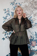 Load image into Gallery viewer, Ottodame Blouse with Ruffle and  Green Lurex
