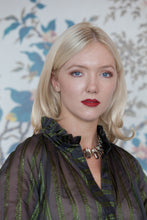 Load image into Gallery viewer, Ottodame Blouse with Ruffle and  Green Lurex
