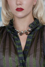 Ottodame Blouse with Ruffle and  Green Lurex