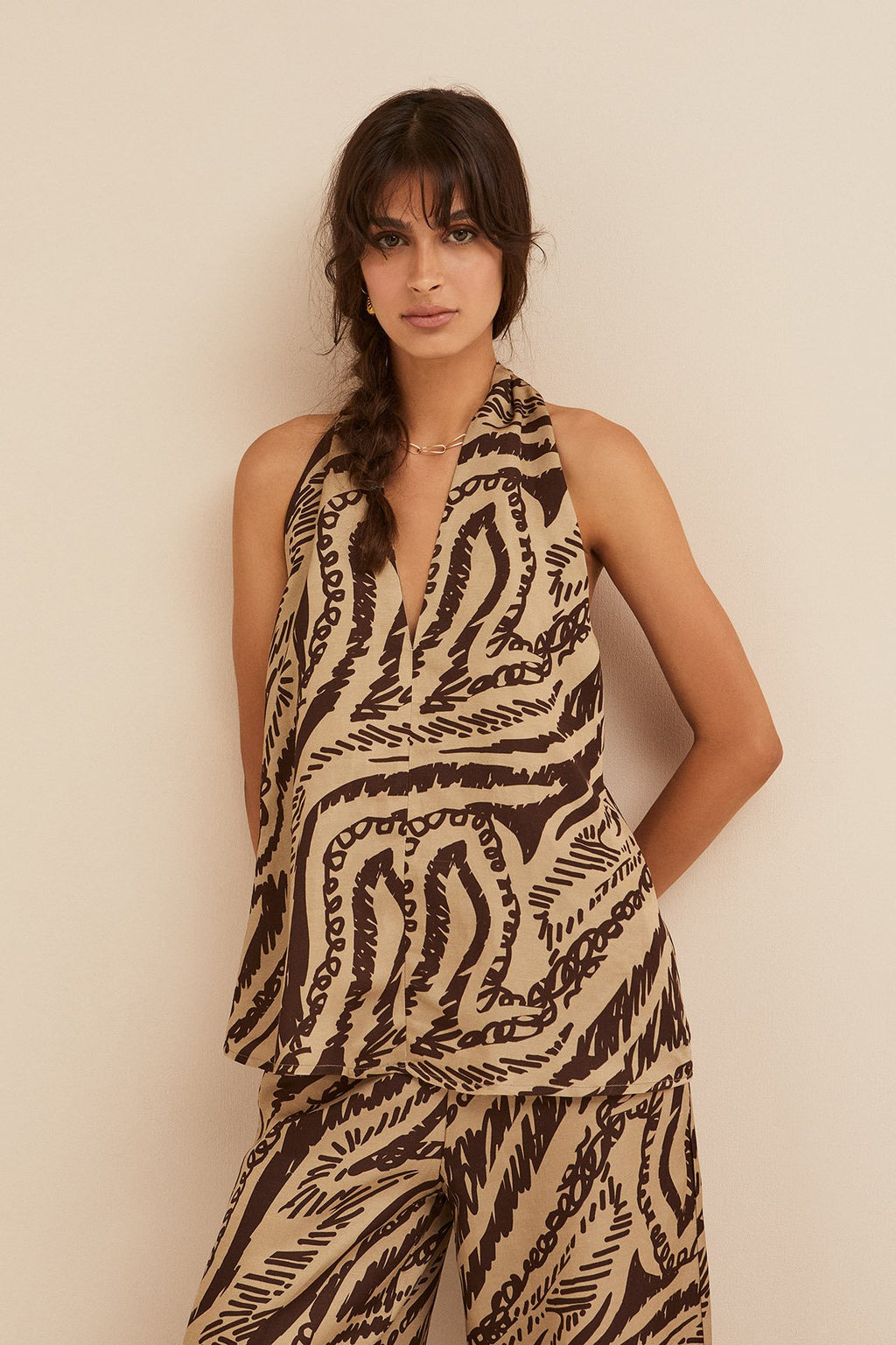 Ottodame  Safari Halter Neck Top