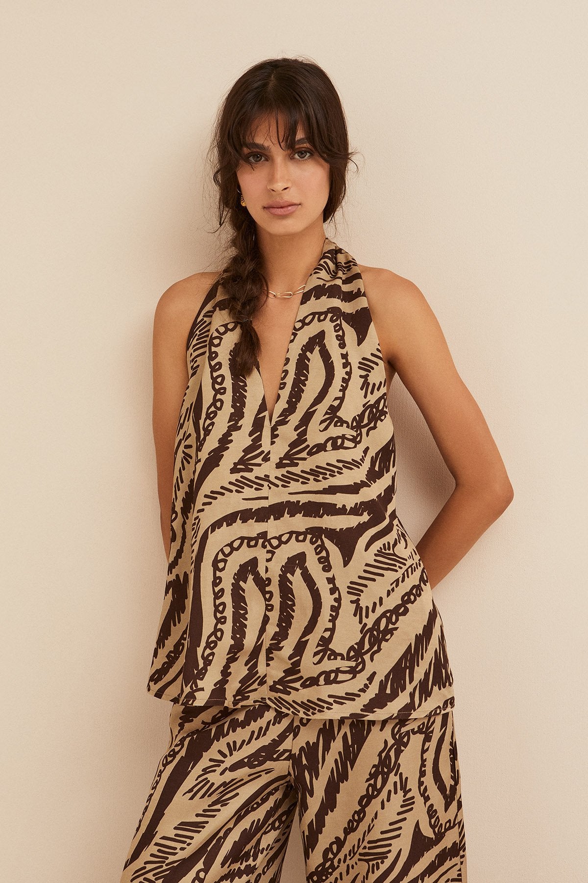 Ottodame  Safari Halter Neck Top