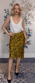RDF Zebra Print Dip Hem Skirt