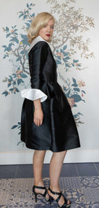 Ludmila Corlateanu Couture Raw Silk Black & White Structural Dress