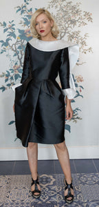 Ludmila Corlateanu Couture Raw Silk Black & White Structural Dress
