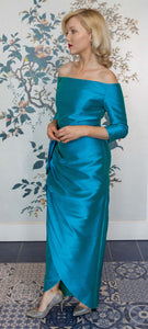 Ludmila Torquoise Silk Formal Couture Dress