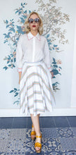 Load image into Gallery viewer, White Full Circle Skirt with MUTICOLOURED GEOMETRIC STRIPES
