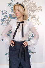 Load image into Gallery viewer, White All-Lace Long Sleeve Blouse with Frills
