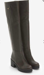 Ottodame Black Leather Over Knee Boots