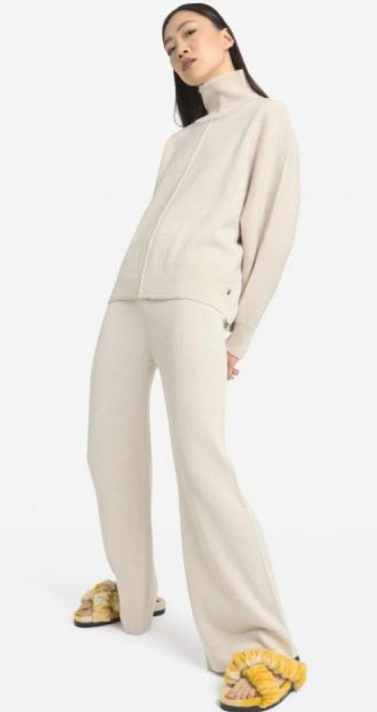 Ottodame Cream Wool Wide Leg Trousers