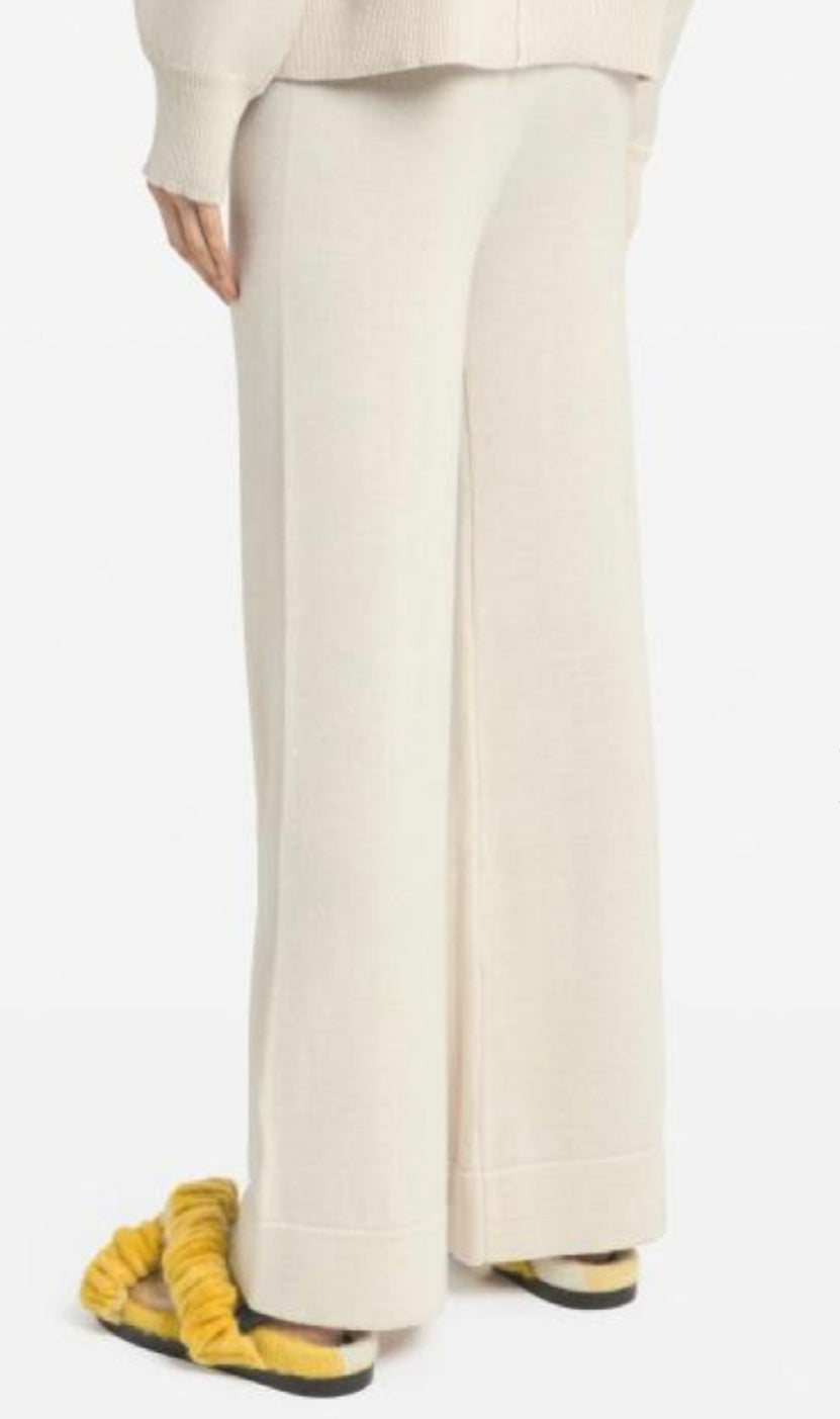 Ottodame Cream Wool Wide Leg Trousers