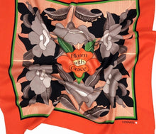 Load image into Gallery viewer, Tidings Classic Silk Scarf with &quot;Bloom with Grace&quot; in Orange
