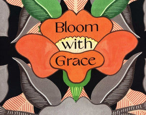 Tidings Classic Silk Scarf with "Bloom with Grace" in Orange