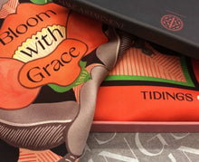 Load image into Gallery viewer, Tidings Classic Silk Scarf with &quot;Bloom with Grace&quot; in Orange
