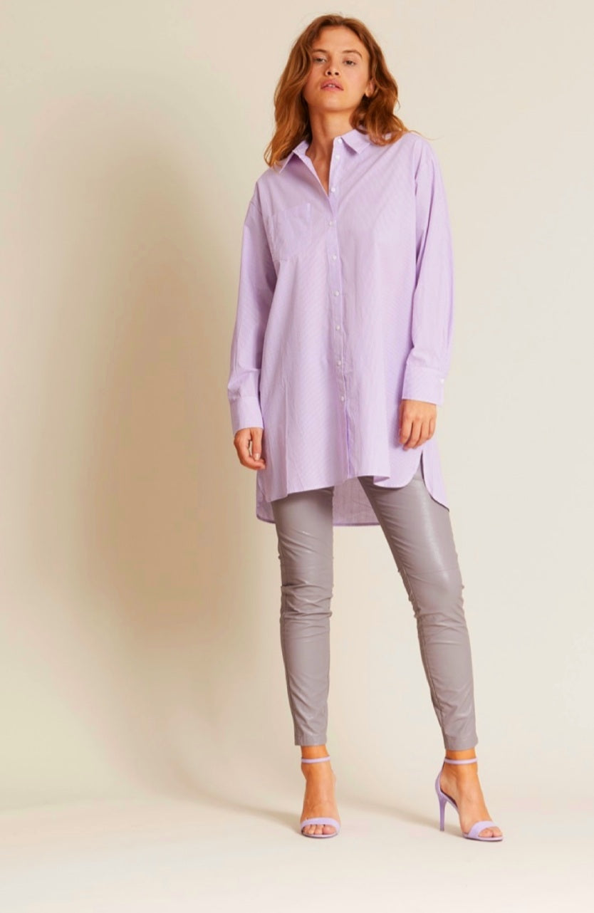 RDF Lilac Pinstripe Oversized Shirt