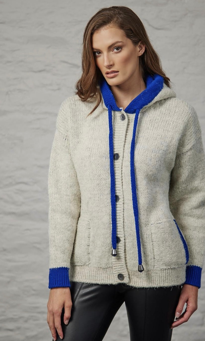 Fisherman Wool Hoodie Cardigan