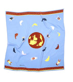 Johamin Large Blue and Chocolate Brown Silk Scarf