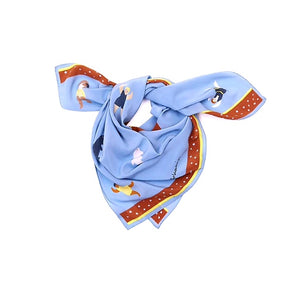 Johamin Large Blue and Chocolate Brown Silk Scarf