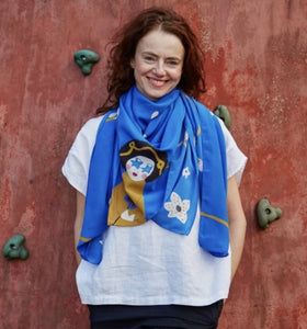 Jokamin Large Rich Blue Silk Scarf