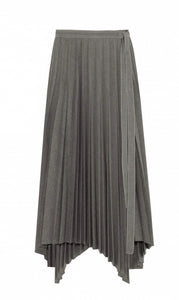 Beatrice B Grey Pleated Asymmetric Skirt