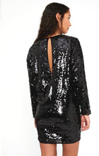 Load image into Gallery viewer, WP Black Sequin Mini Dress 
