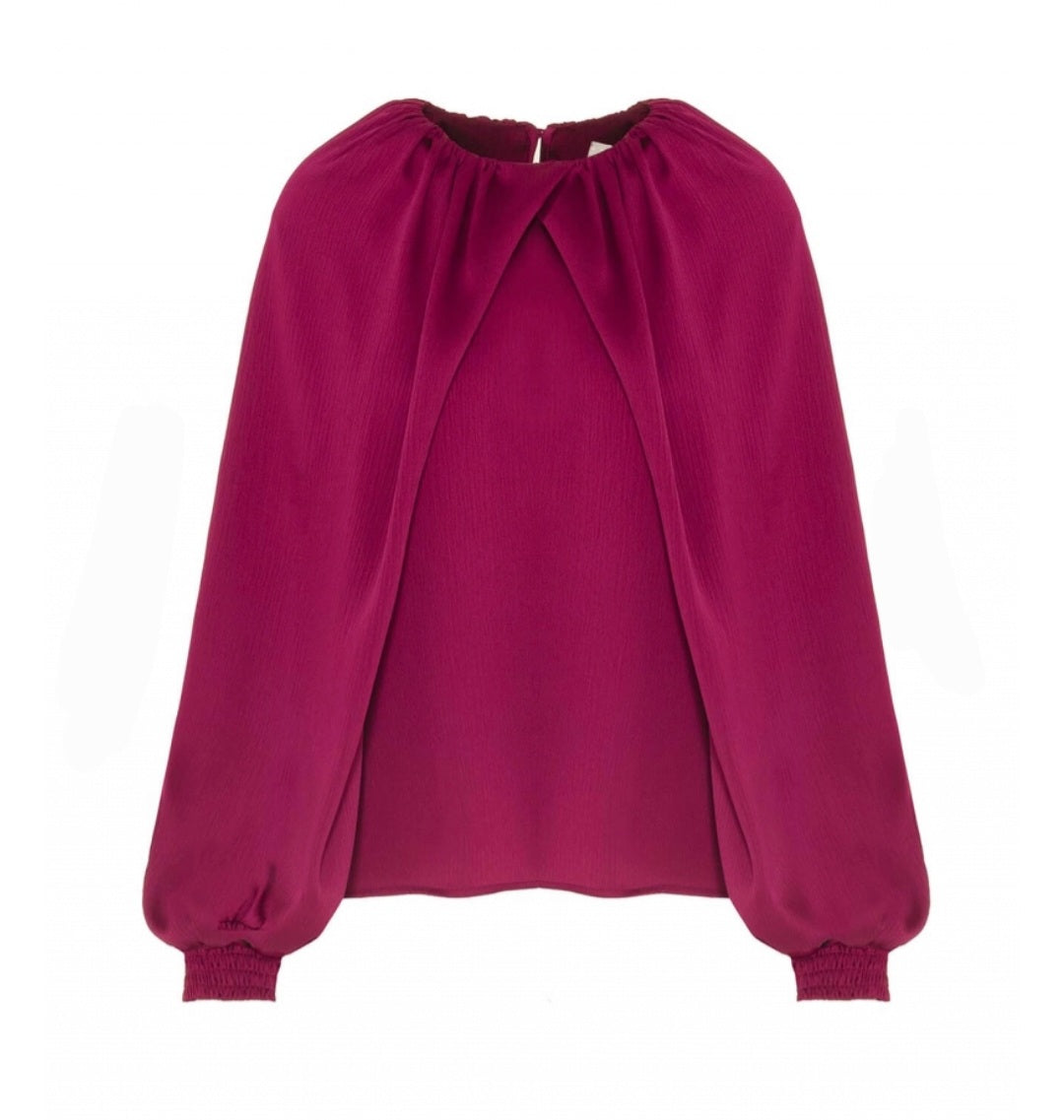 Beatrice B Satin Crepe Fushia Top