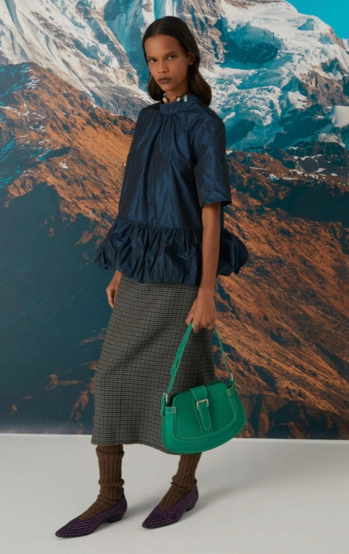 Beatrice B Petrol Blue Taffeta Blouse