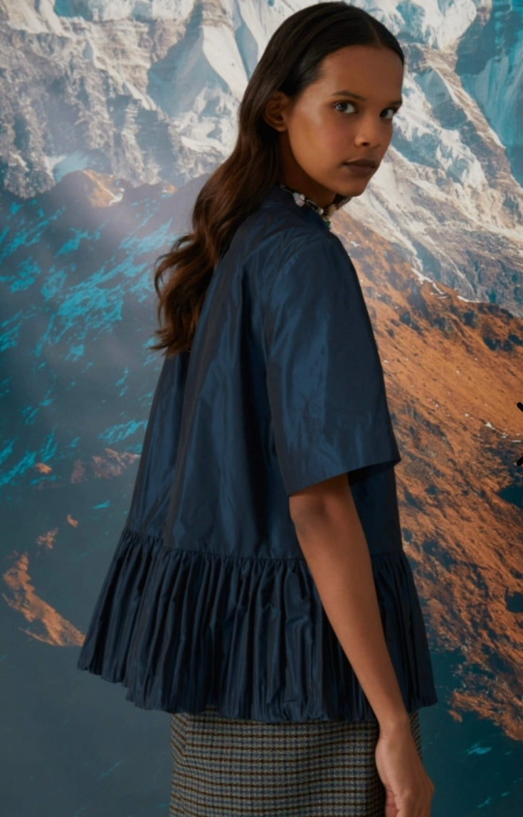 Beatrice B Petrol Blue Taffeta Blouse