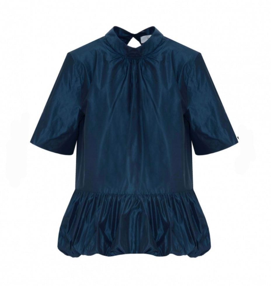 Beatrice B Petrol Blue Taffeta Blouse