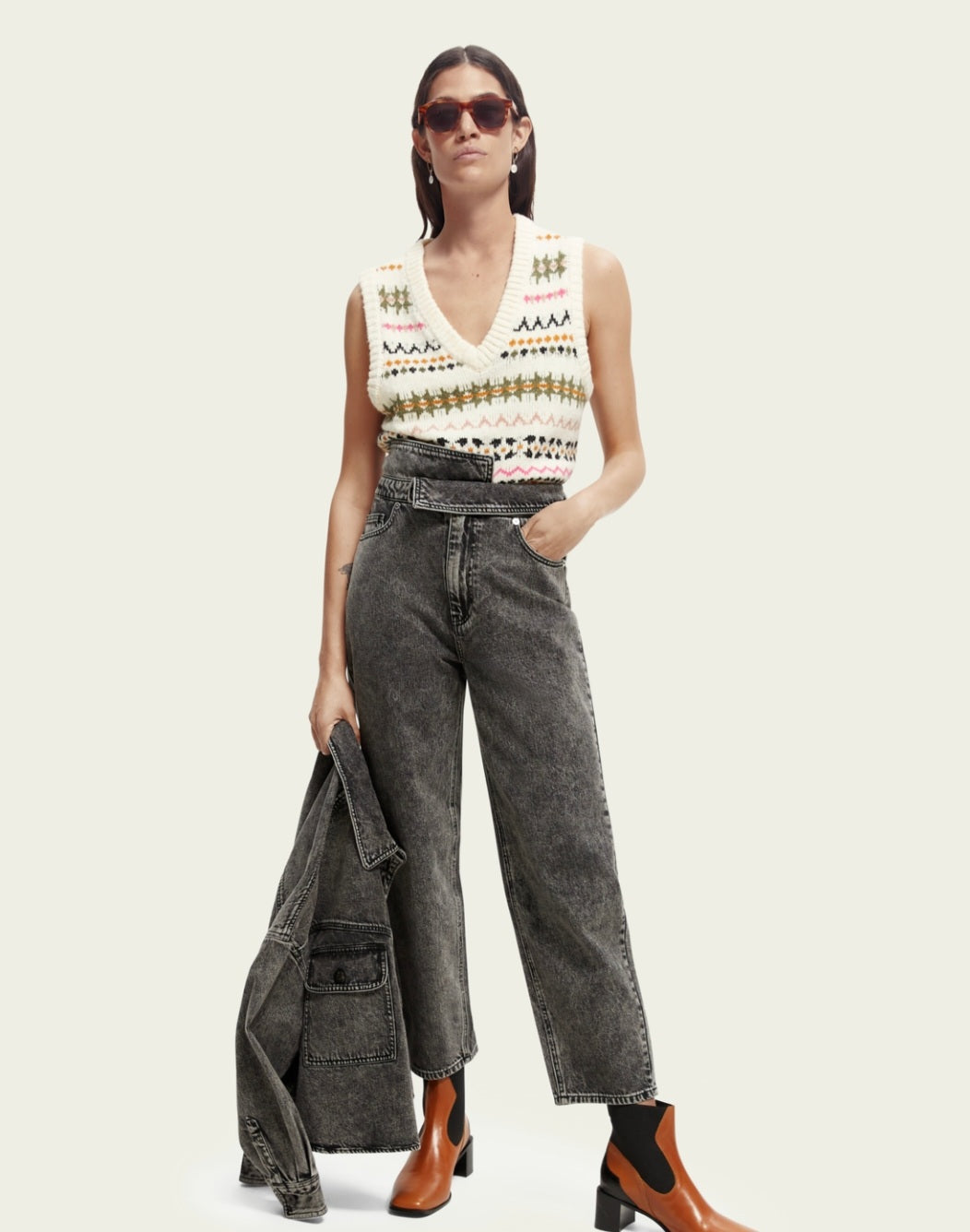 S&S Ivory and Pink Knit  Tanktop