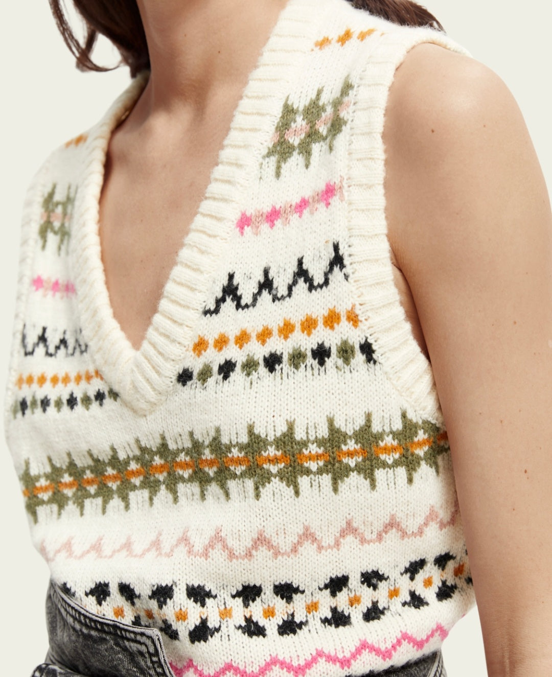 S&S Ivory and Pink Knit  Tanktop