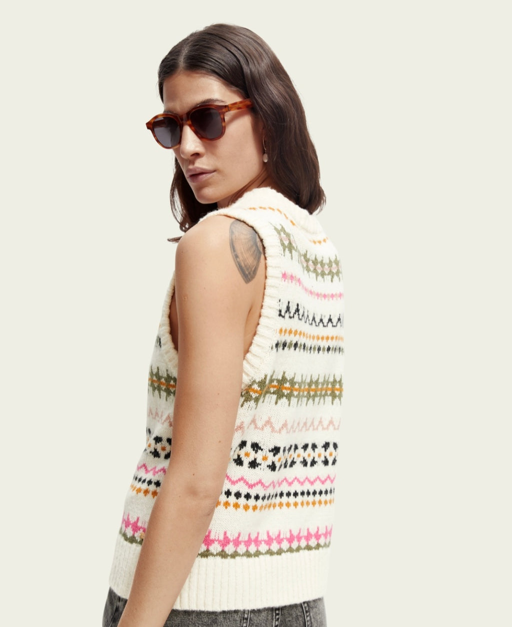 S&S Ivory and Pink Knit  Tanktop