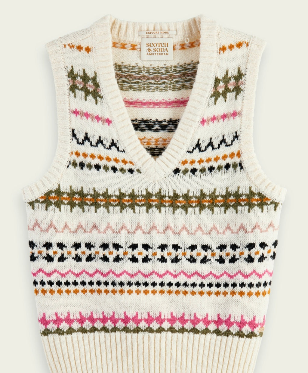 S&S Ivory and Pink Knit  Tanktop