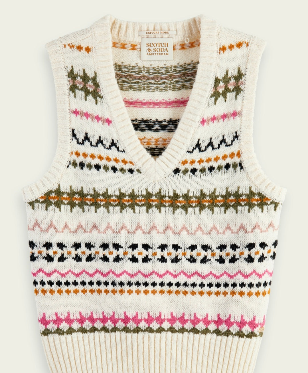 S&S Ivory and Pink Knit  Tanktop
