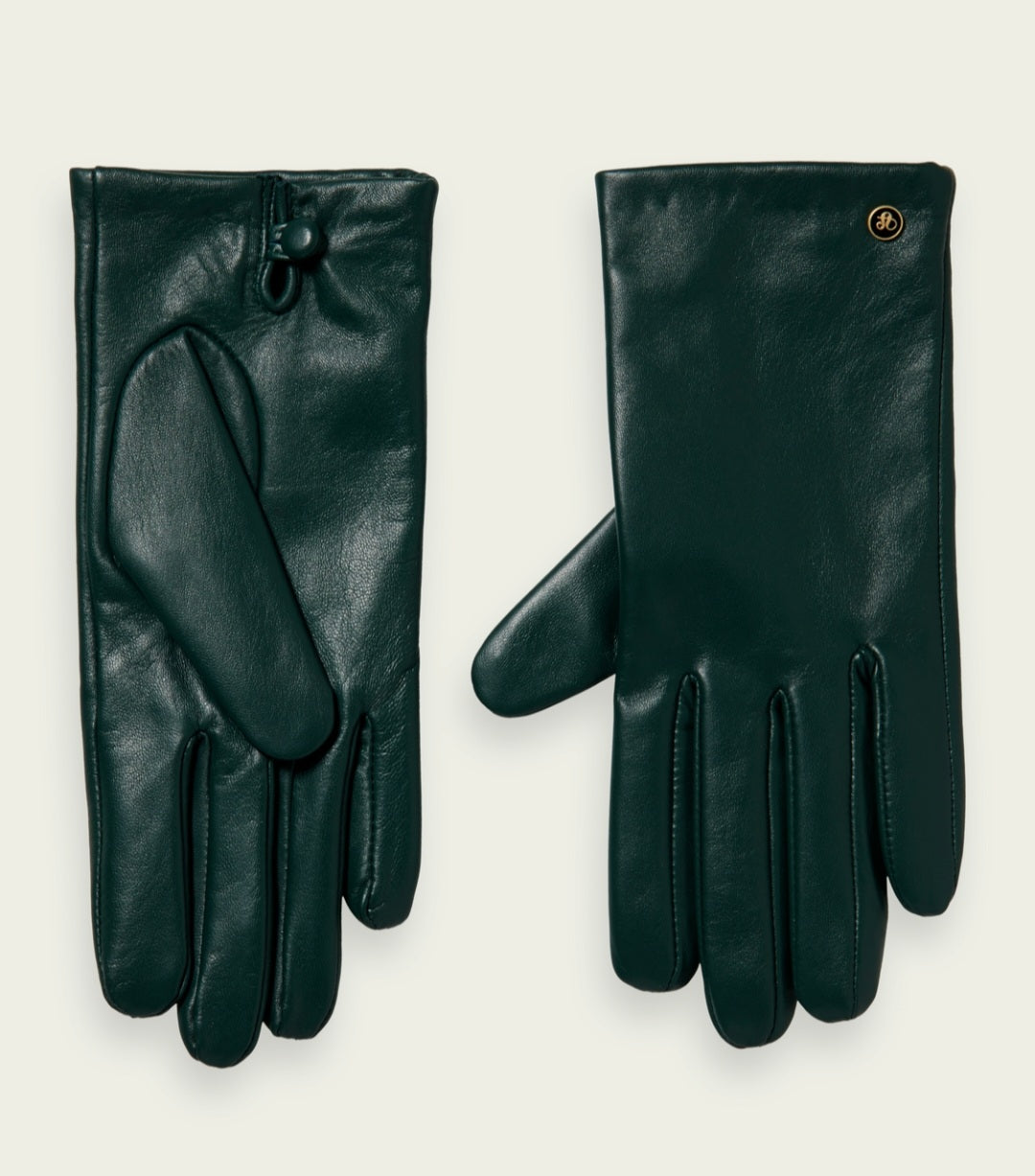 Scotch & Soda Leather Green Gloves
