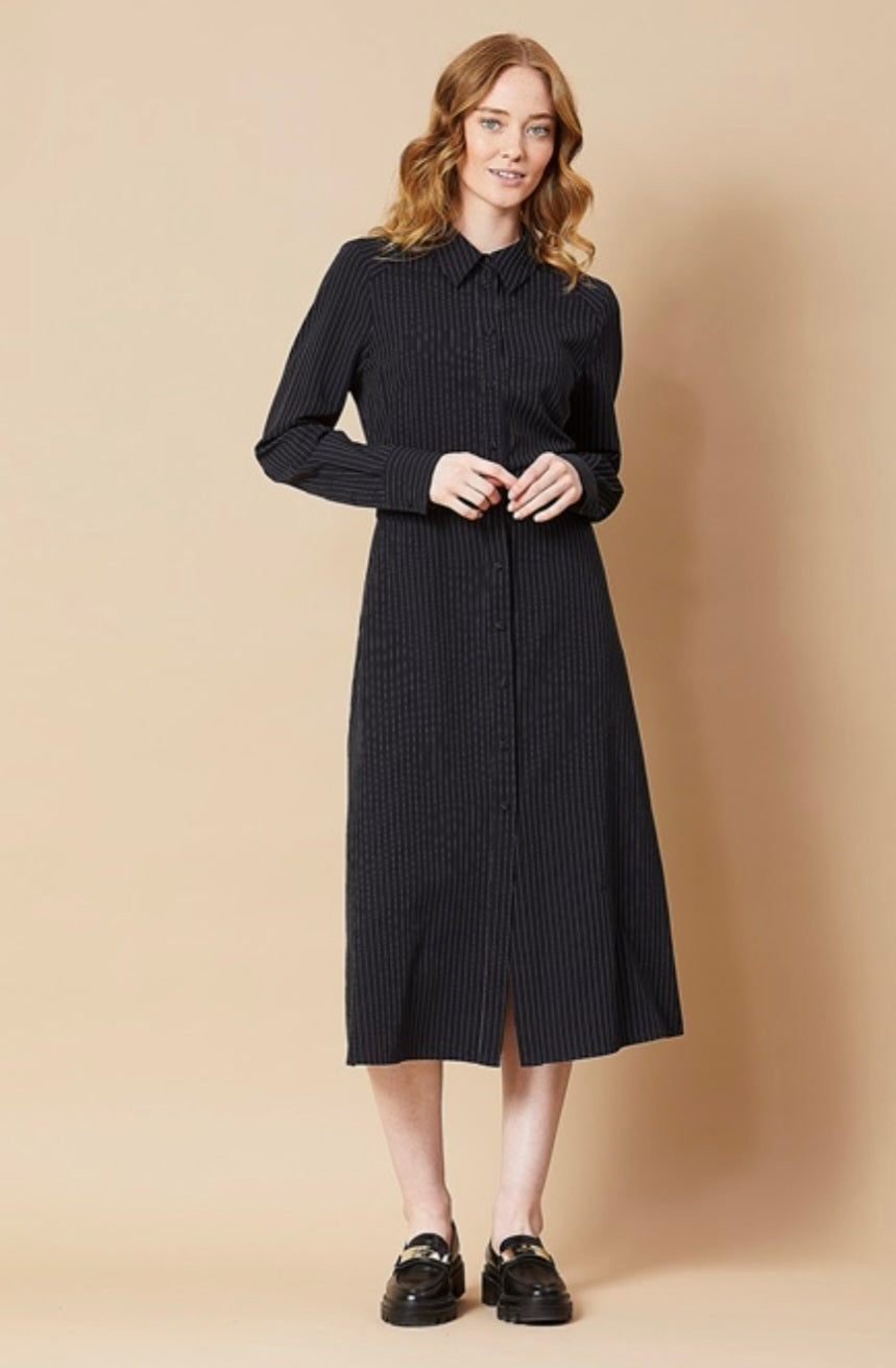 RDF Navy Pinstripe Shirt Dress