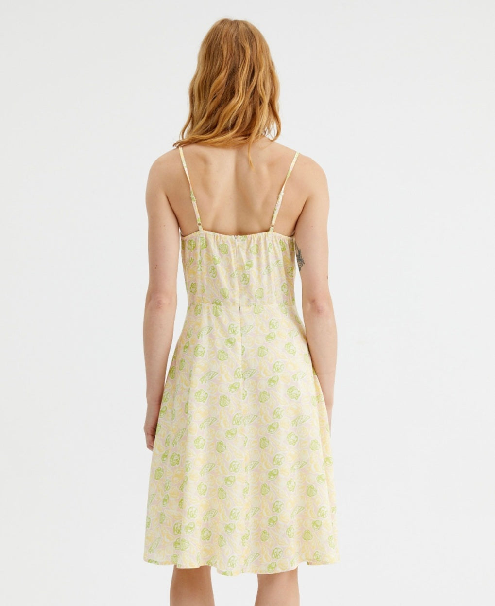 Compania Fantastica Lemon & Green  Spaghetti Strap Sun Dress