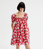Compania Fantastica Red Luggage Tag Print Shift Dress