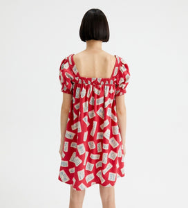 Compania Fantastica Red Luggage Tag Print Shift Dress