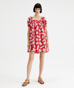 Compania Fantastica Red Luggage Tag Print Shift Dress