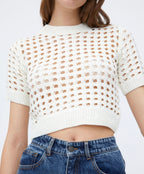 Wild Pony White Crochet Sweater