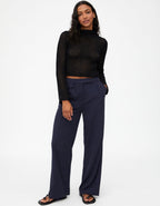 Wild Pony Navy Pinstripe Wide Leg Trousers
