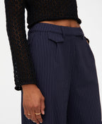 Wild Pony Navy Pinstripe Wide Leg Trousers