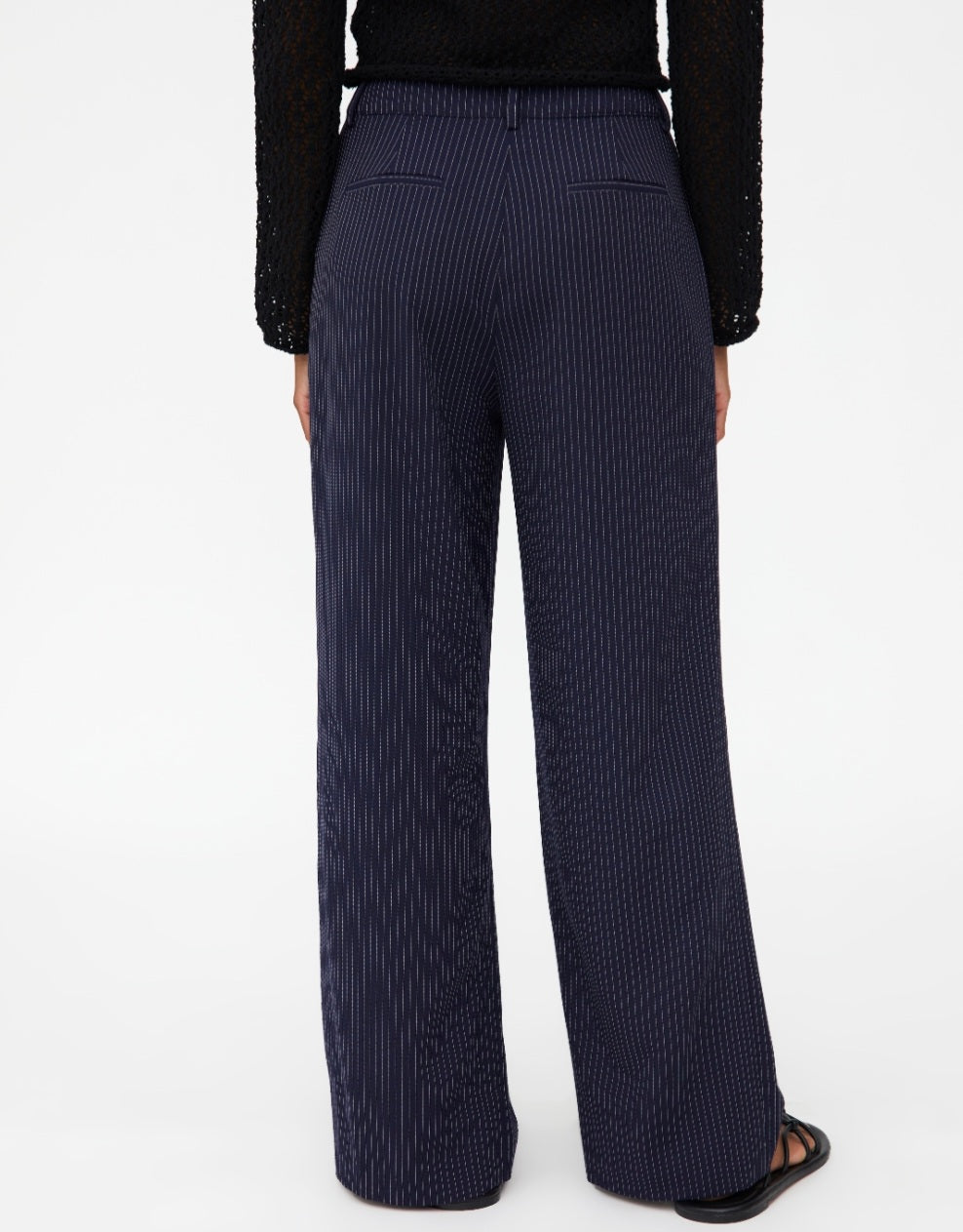 Wild Pony Navy Pinstripe Wide Leg Trousers