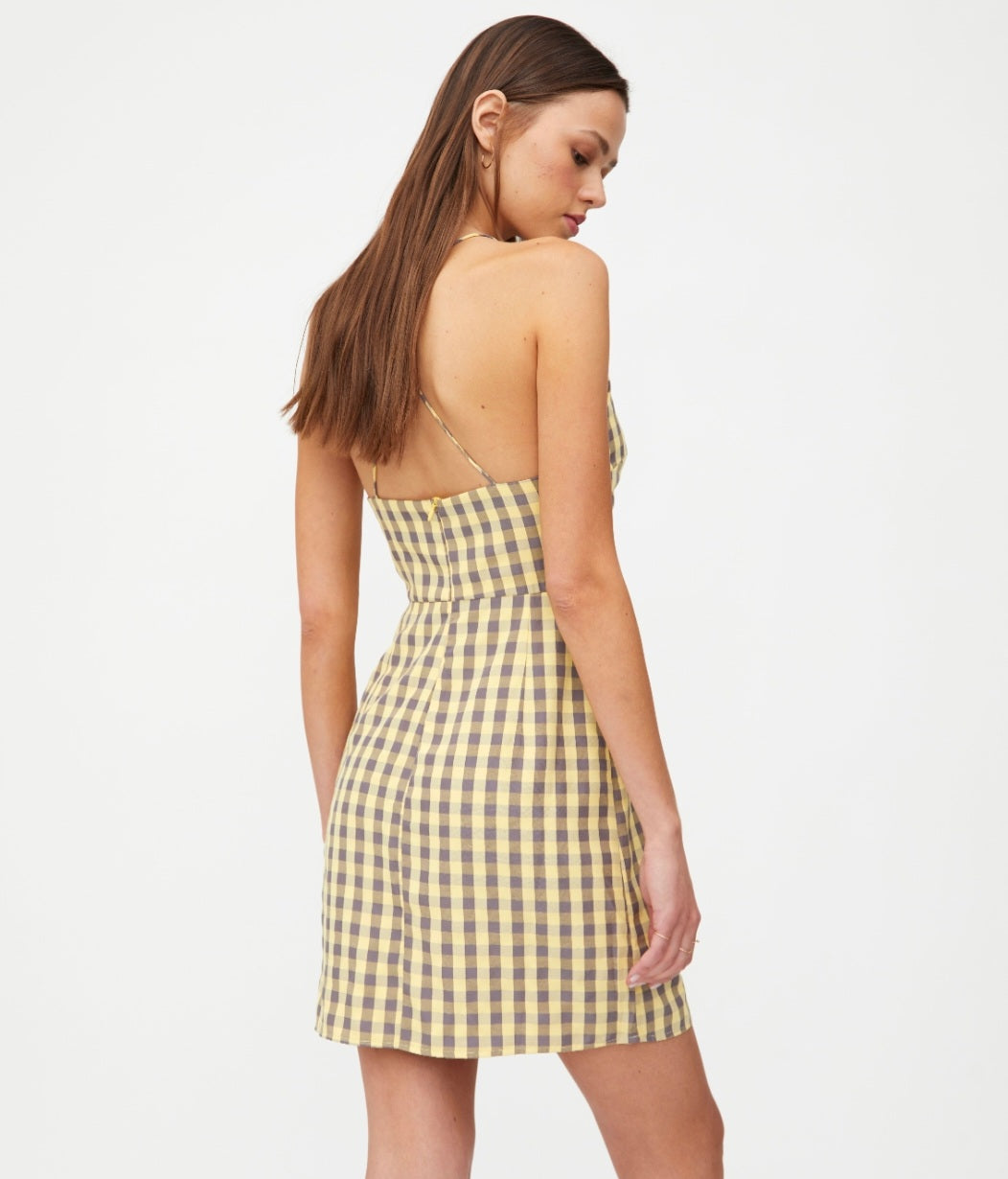 WILD PONY Yellow Gingham Mini Dress