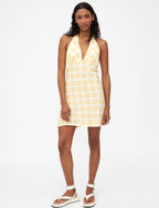 Wild Pony Lemon Check Mini Halterneck Dress