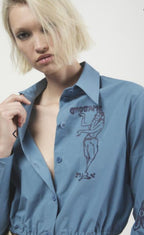 Ottodame Denim Blue Cotton Shirt