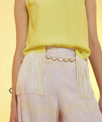 Ottodame Neon Yellow Silk Fringe Top