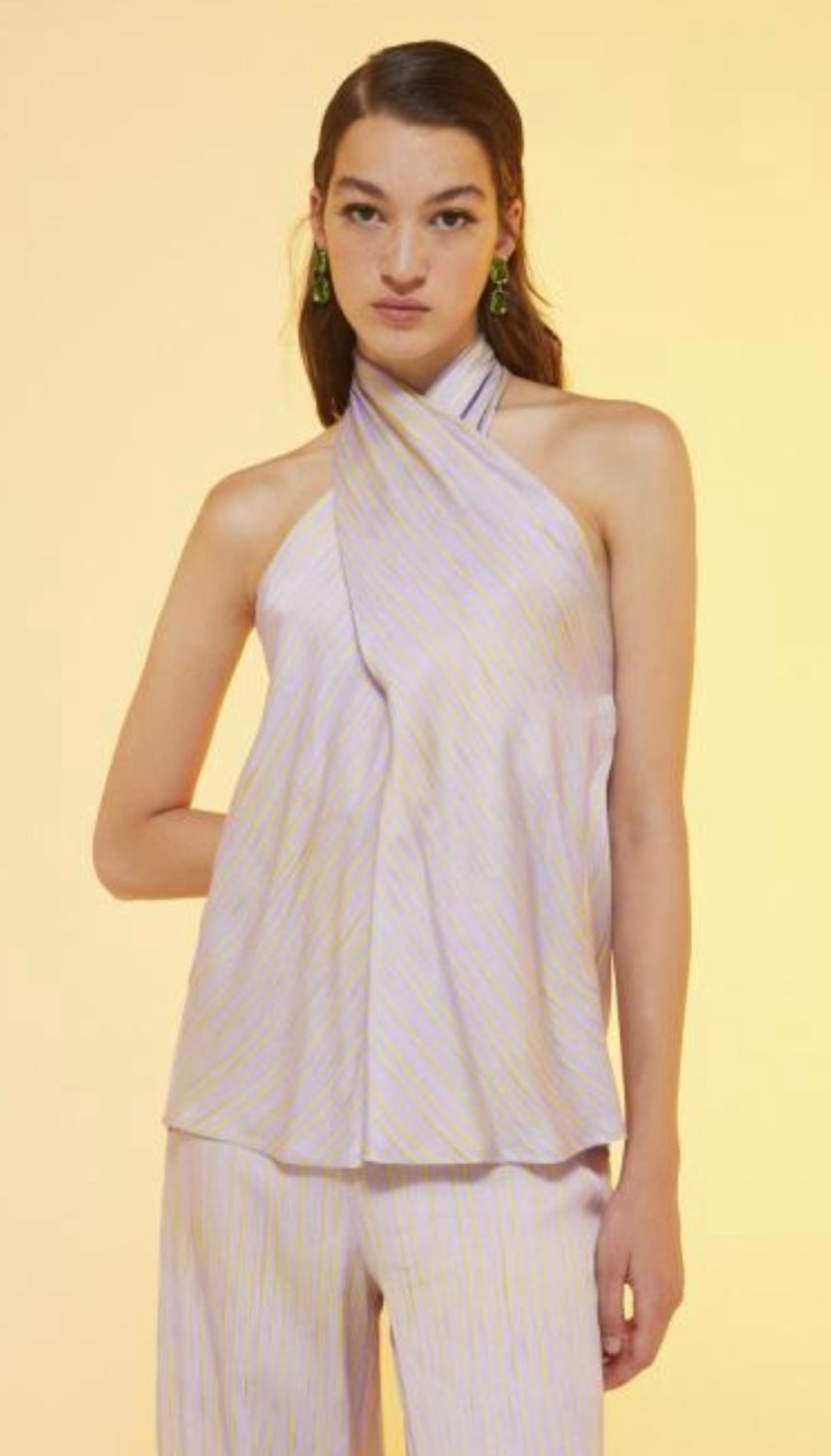 Ottodame Lilac & Lime Silk Halterneck