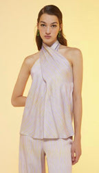 Ottodame Lilac & Lime Silk Halterneck
